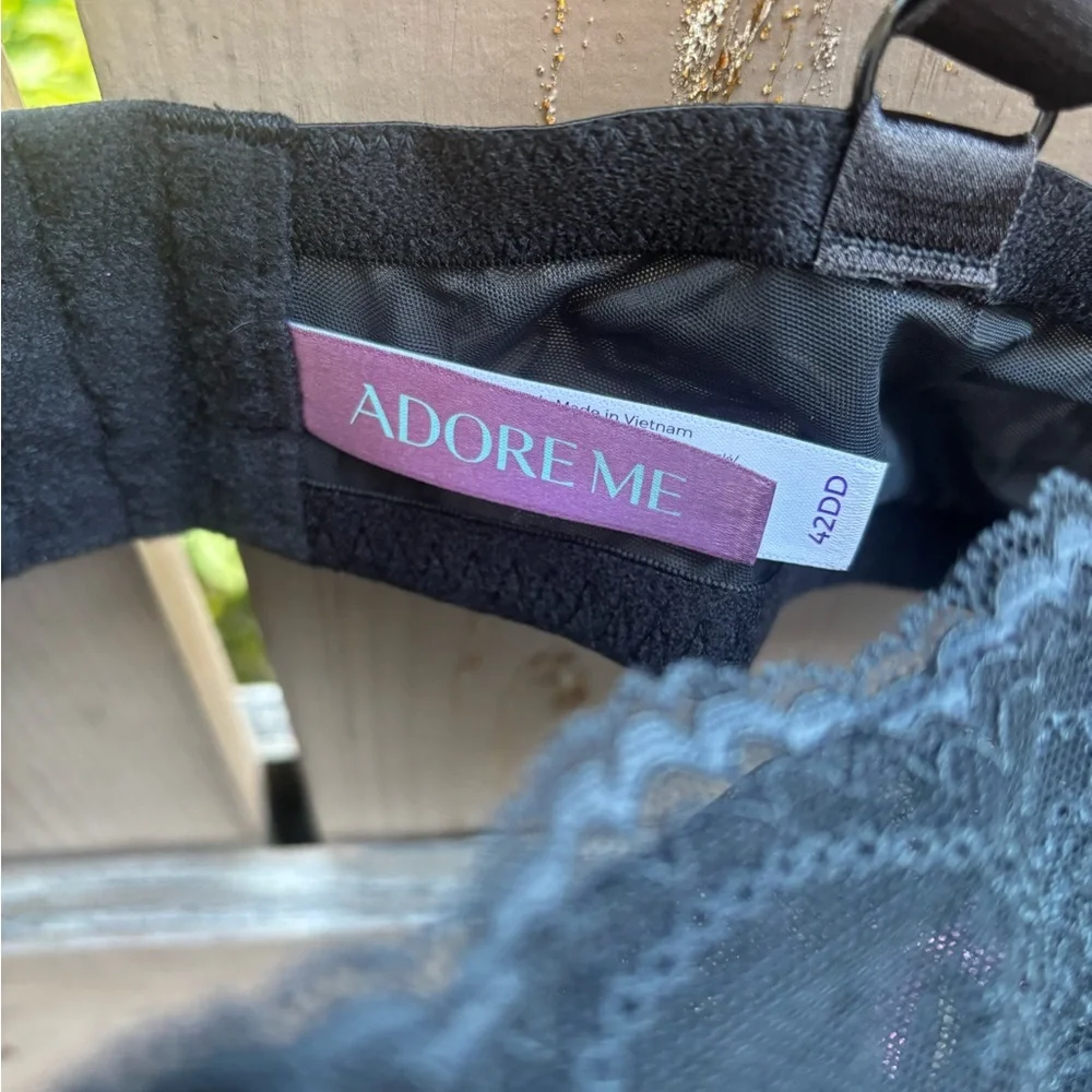 🎉NWT SEXY Adore Me Black Lace Bra with Pink Bows - Picture 7 of 12
